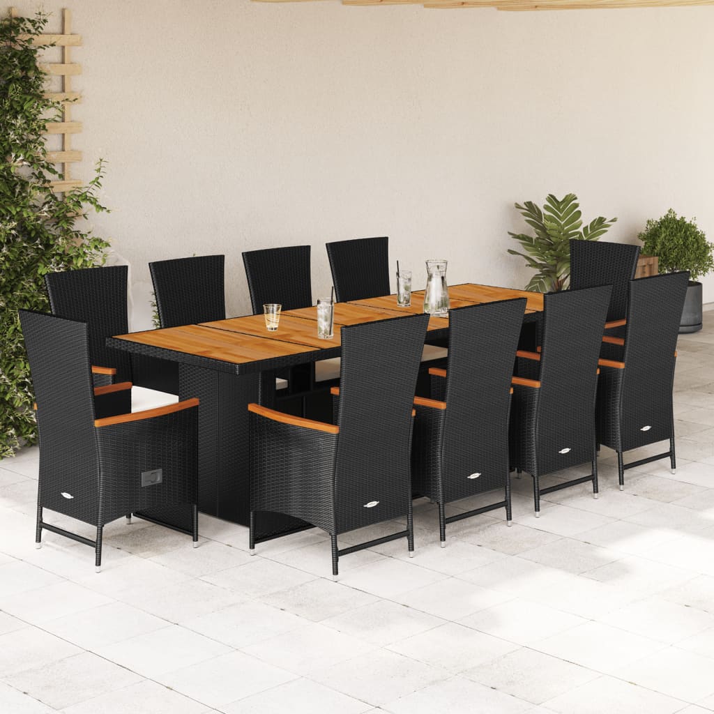 11-delige Tuinset met kussens poly rattan zwart is nu te koop bij PeponiXL, paradijselijk wonen!