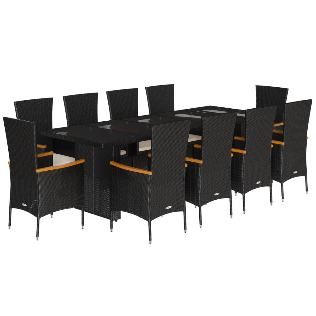 11-delige Tuinset met kussens poly rattan zwart is nu te koop bij PeponiXL, paradijselijk wonen!