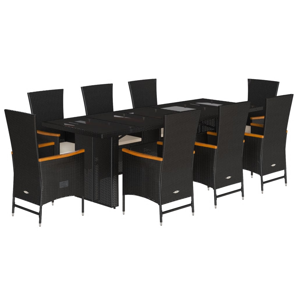 9-delige Tuinset poly rattan zwart is nu te koop bij PeponiXL, paradijselijk wonen!