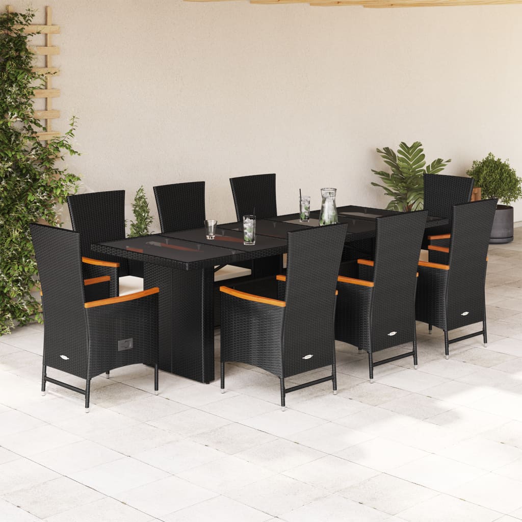 9-delige Tuinset poly rattan zwart is nu te koop bij PeponiXL, paradijselijk wonen!