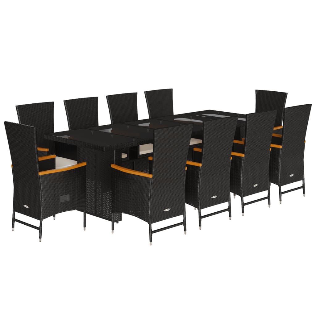 11-delige Tuinset met kussens poly rattan zwart is nu te koop bij PeponiXL, paradijselijk wonen!