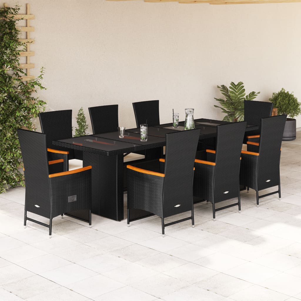 9-delige Tuinset poly rattan zwart is nu te koop bij PeponiXL, paradijselijk wonen!