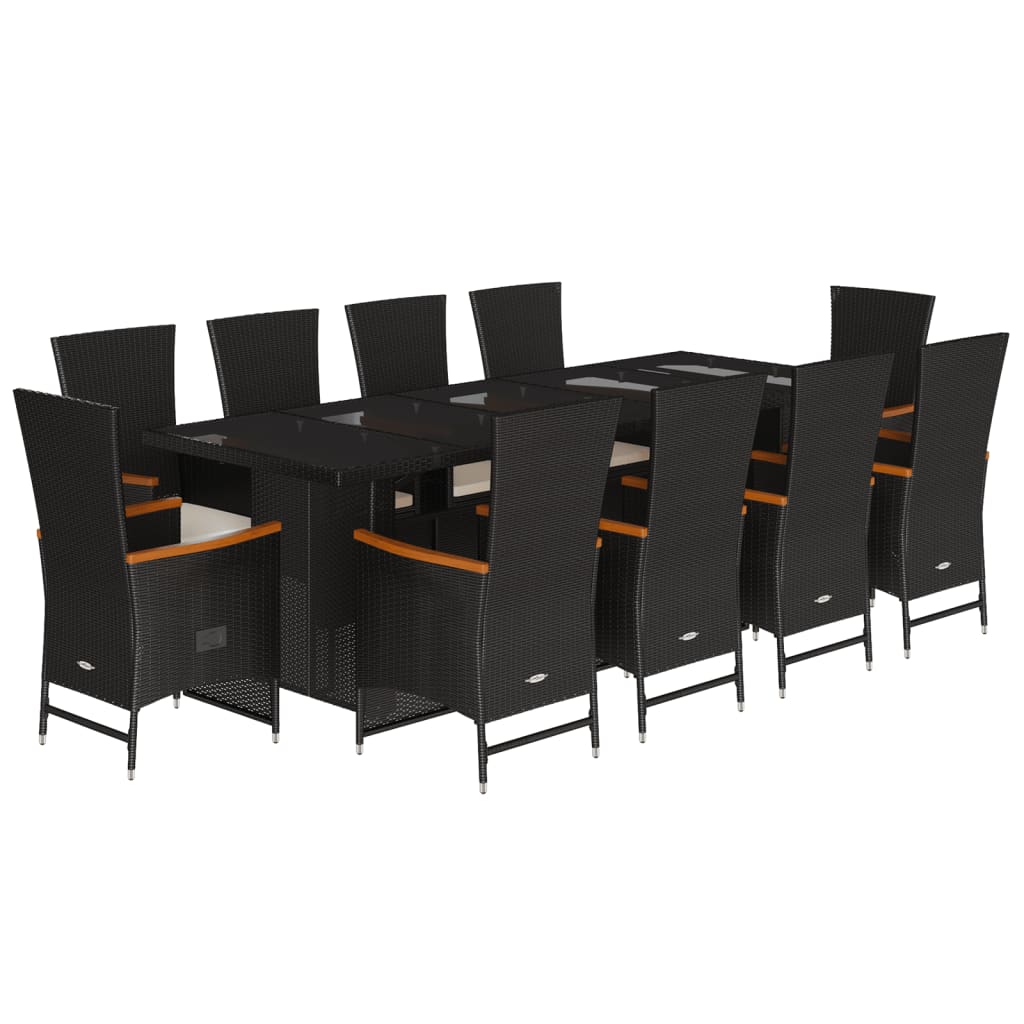 11-delige Tuinset met kussens poly rattan zwart is nu te koop bij PeponiXL, paradijselijk wonen!