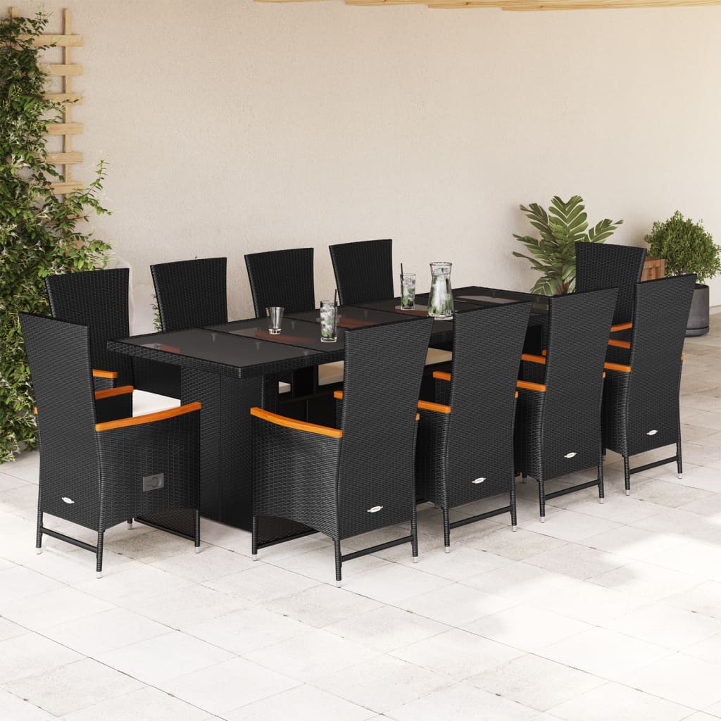 11-delige Tuinset met kussens poly rattan zwart is nu te koop bij PeponiXL, paradijselijk wonen!