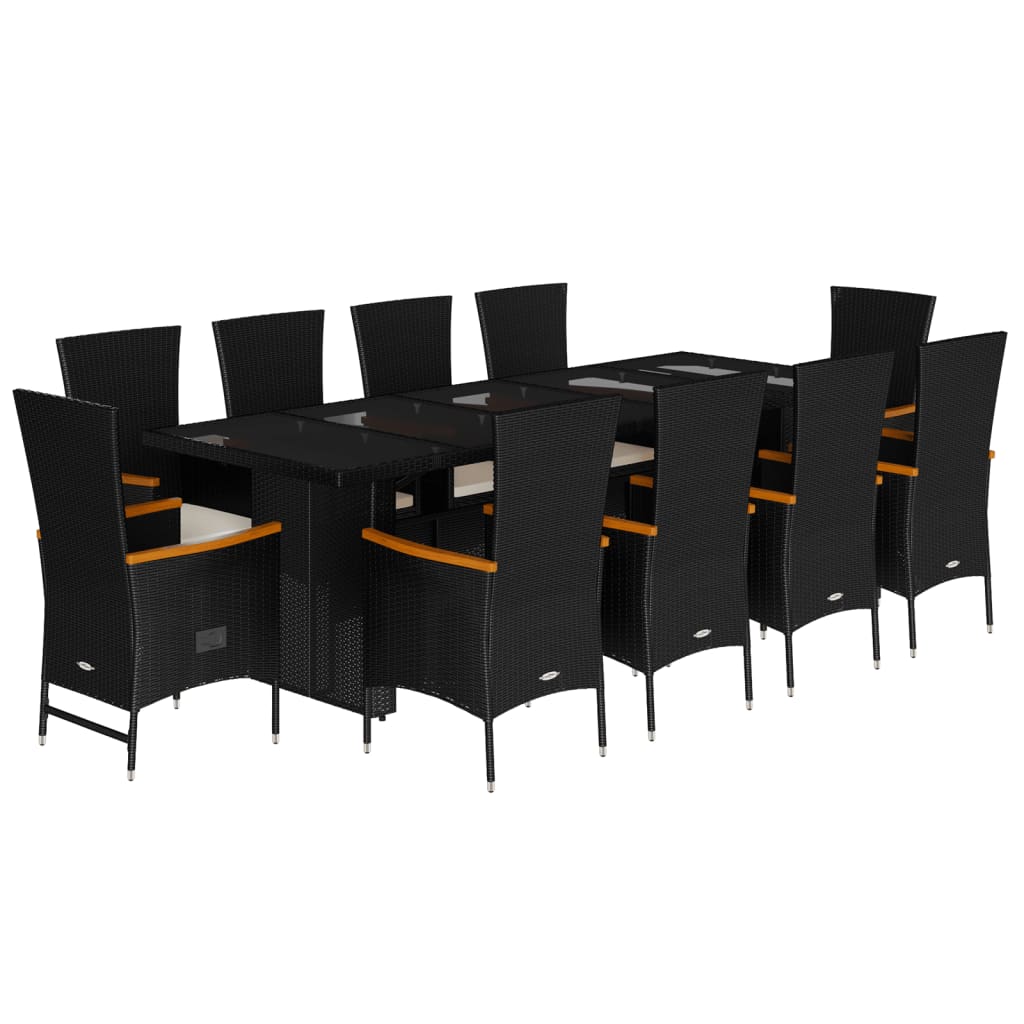 11-delige Tuinset met kussens poly rattan zwart is nu te koop bij PeponiXL, paradijselijk wonen!