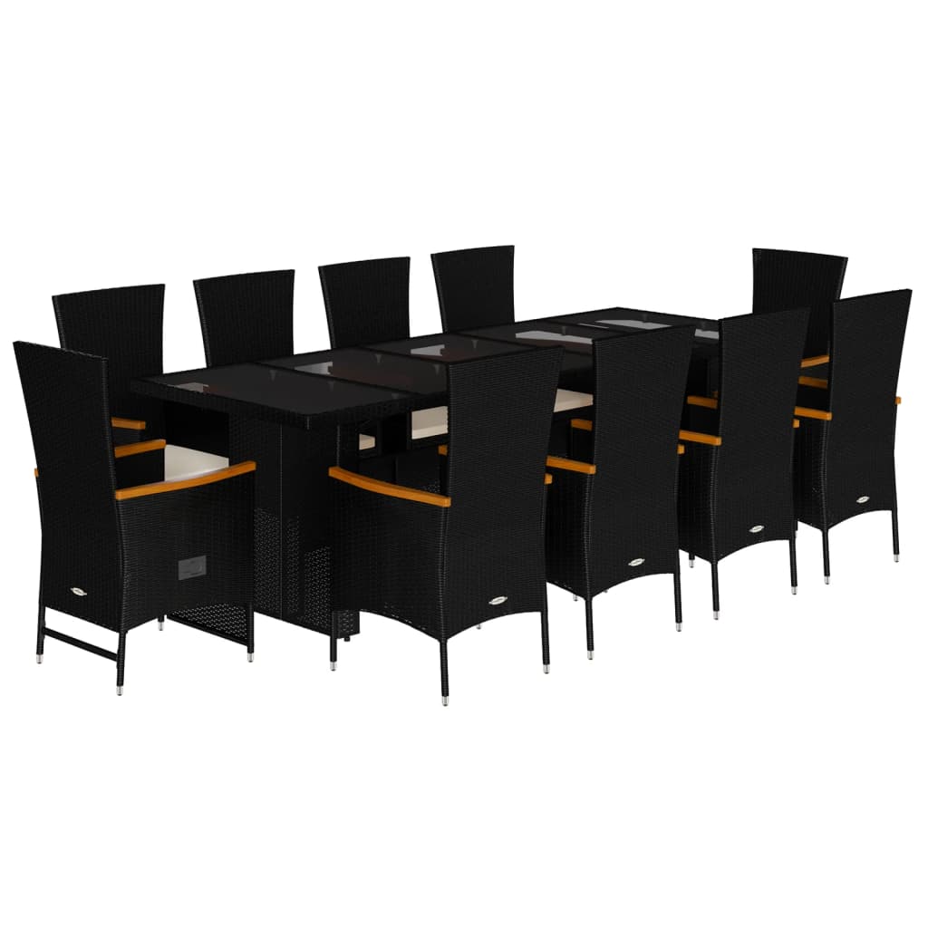 11-delige Tuinset met kussens poly rattan zwart is nu te koop bij PeponiXL, paradijselijk wonen!