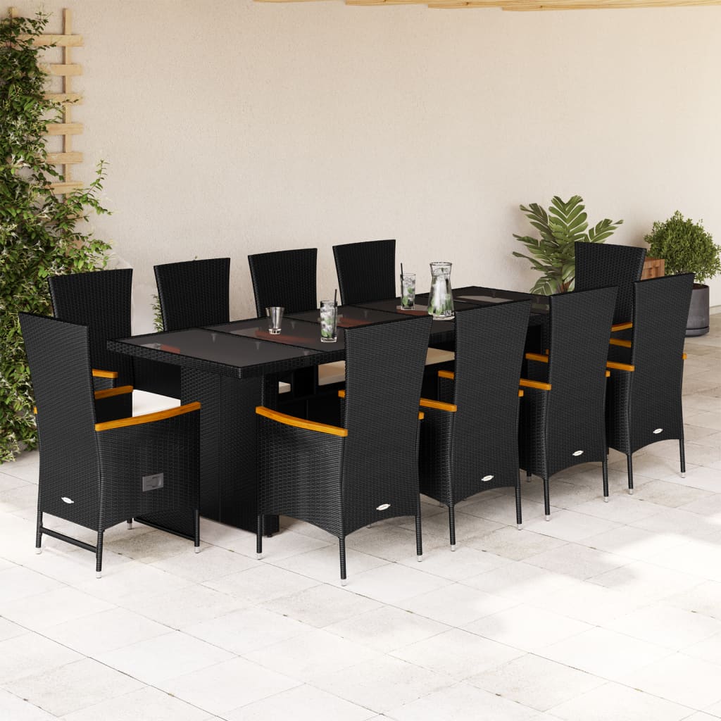 11-delige Tuinset met kussens poly rattan zwart is nu te koop bij PeponiXL, paradijselijk wonen!