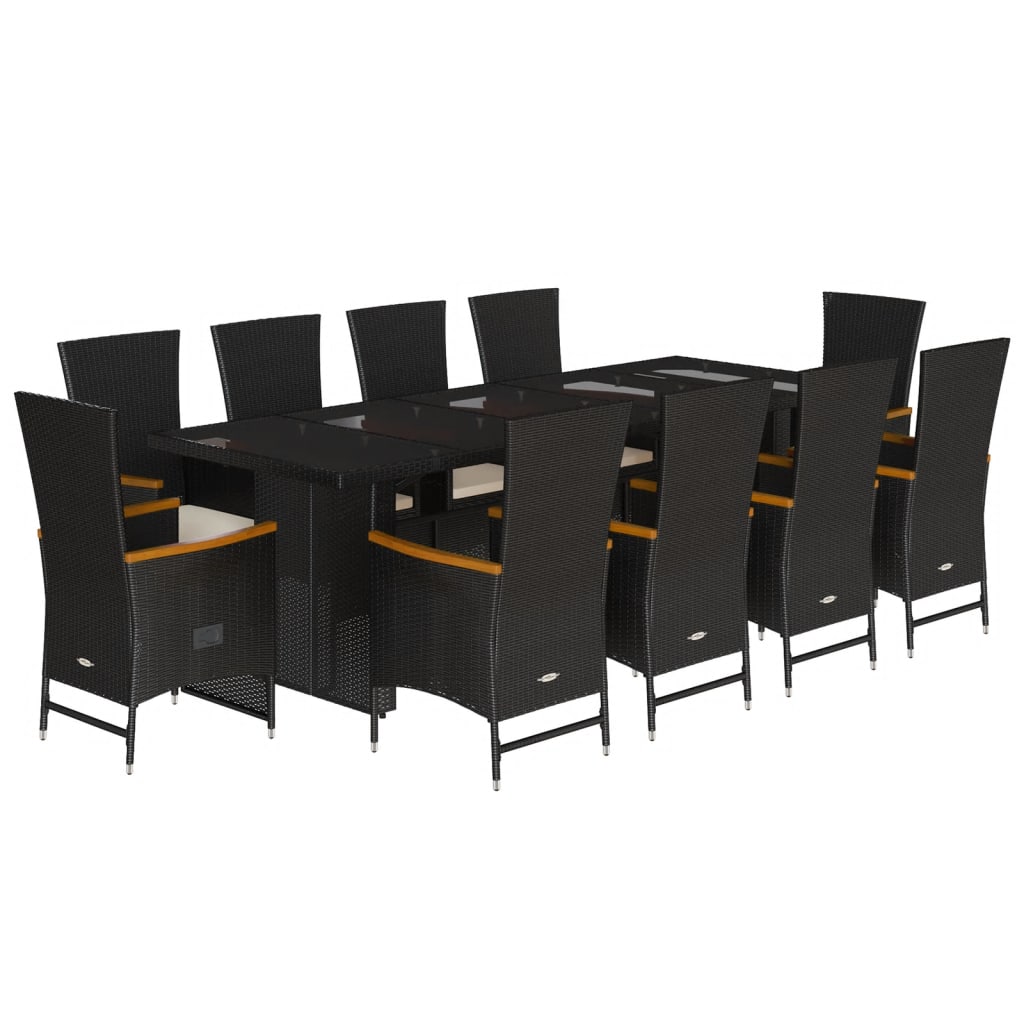 11-delige Tuinset met kussens poly rattan zwart is nu te koop bij PeponiXL, paradijselijk wonen!