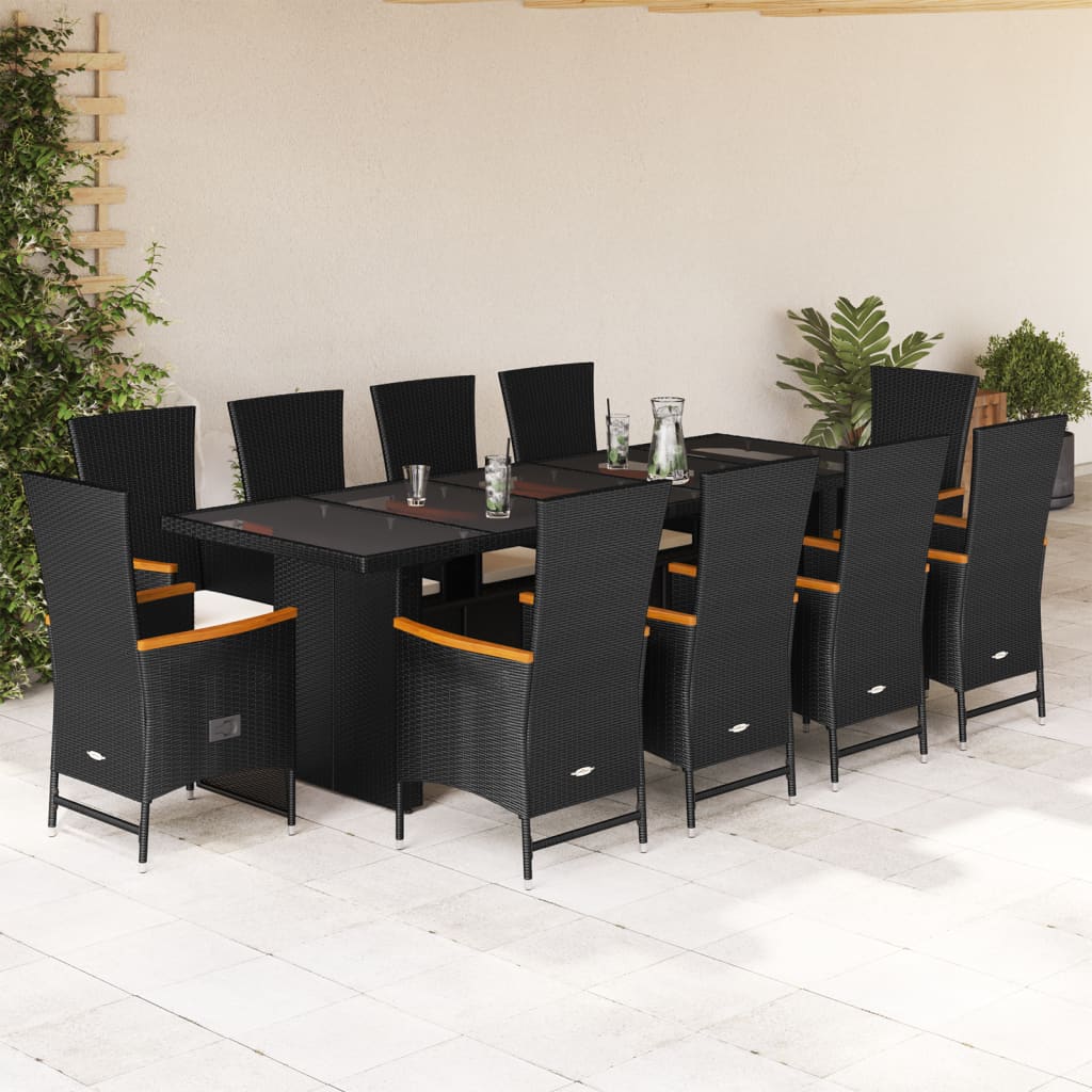 11-delige Tuinset met kussens poly rattan zwart is nu te koop bij PeponiXL, paradijselijk wonen!
