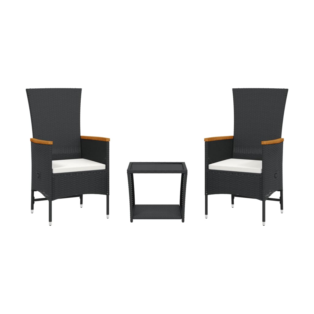 3-delige Tuinset met kussens poly rattan zwart is nu te koop bij PeponiXL, paradijselijk wonen!