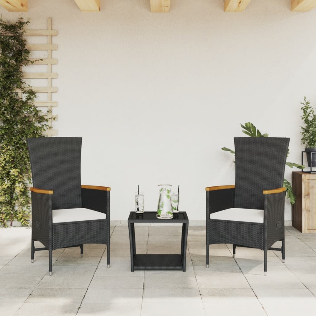 3-delige Tuinset met kussens poly rattan zwart is nu te koop bij PeponiXL, paradijselijk wonen!