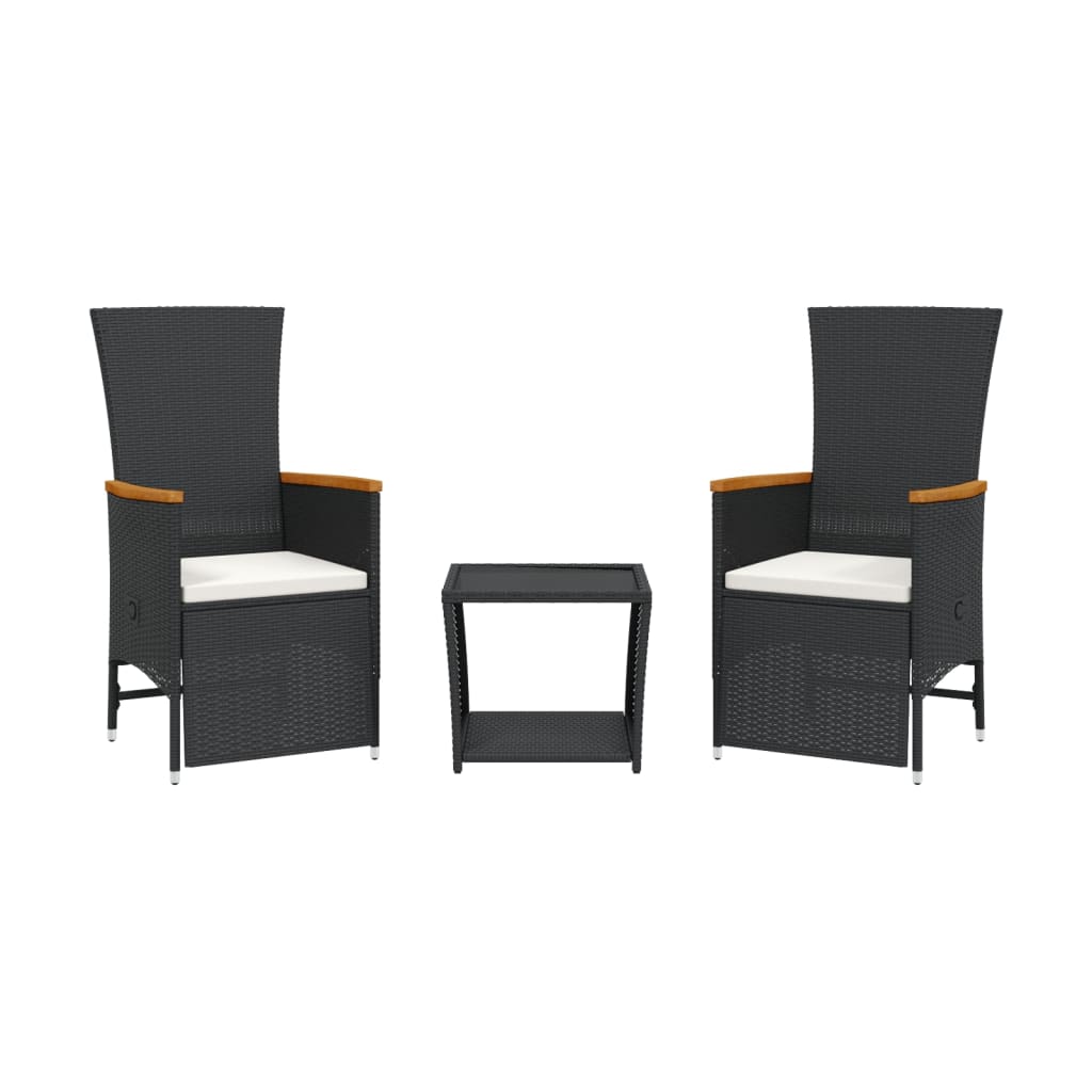 3-delige Tuinset met kussens poly rattan zwart is nu te koop bij PeponiXL, paradijselijk wonen!