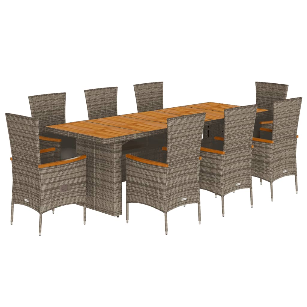 9-delige Tuinset met kussens poly rattan grijs is nu te koop bij PeponiXL, paradijselijk wonen!