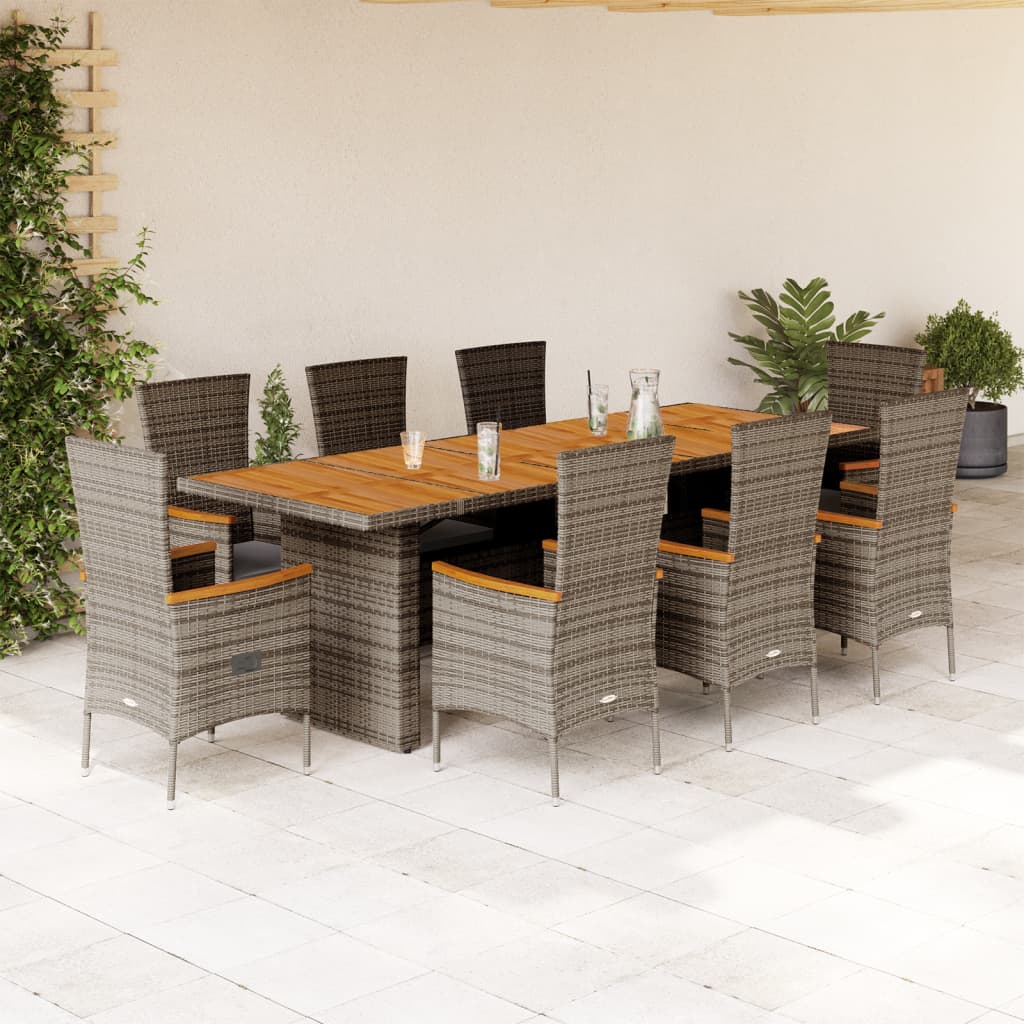 9-delige Tuinset met kussens poly rattan grijs is nu te koop bij PeponiXL, paradijselijk wonen!