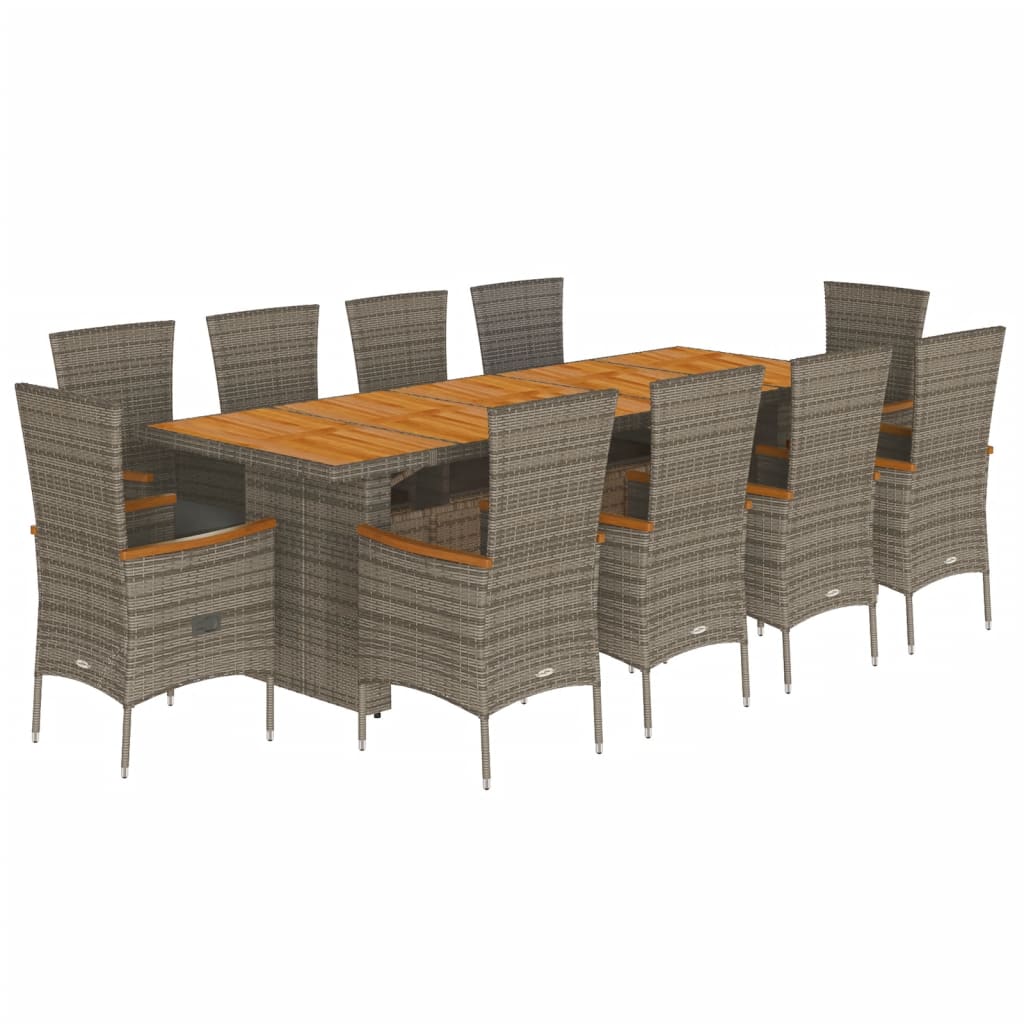 11-delige Tuinset met kussens poly rattan grijs is nu te koop bij PeponiXL, paradijselijk wonen!