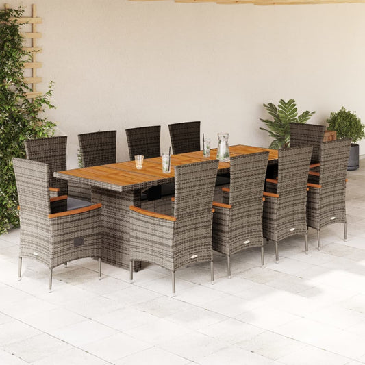 11-delige Tuinset met kussens poly rattan grijs is nu te koop bij PeponiXL, paradijselijk wonen!