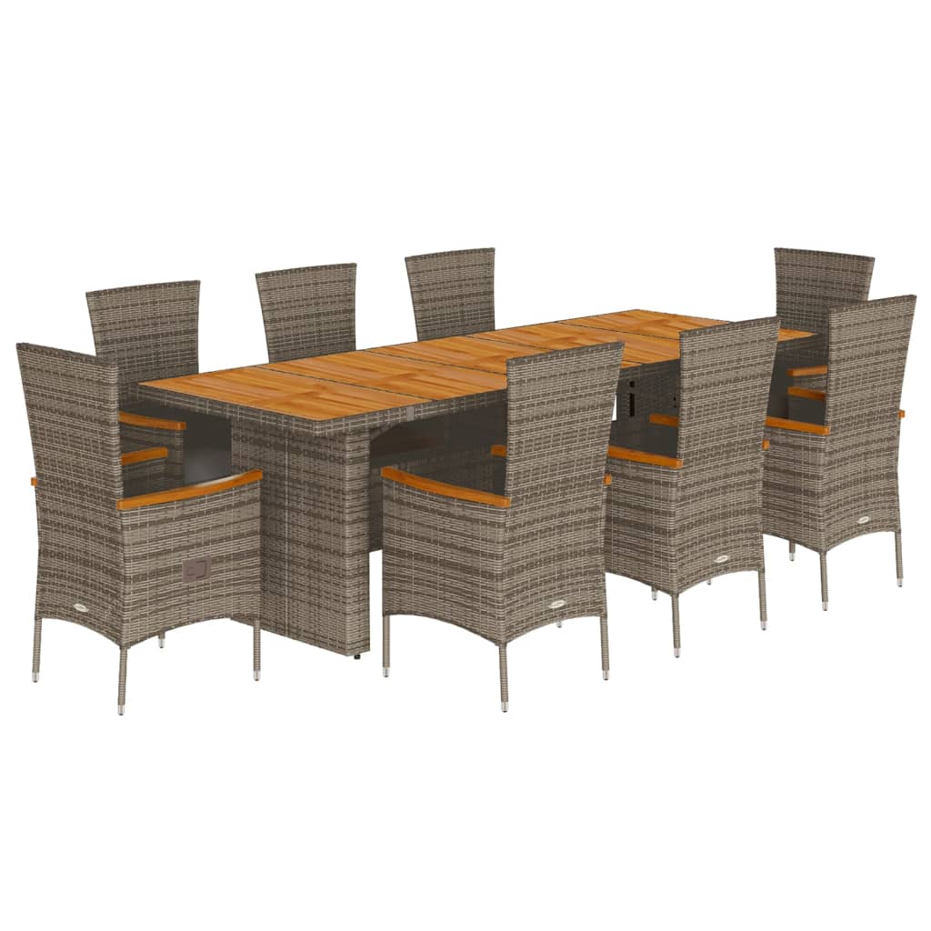 9-delige Tuinset met kussens poly rattan grijs is nu te koop bij PeponiXL, paradijselijk wonen!