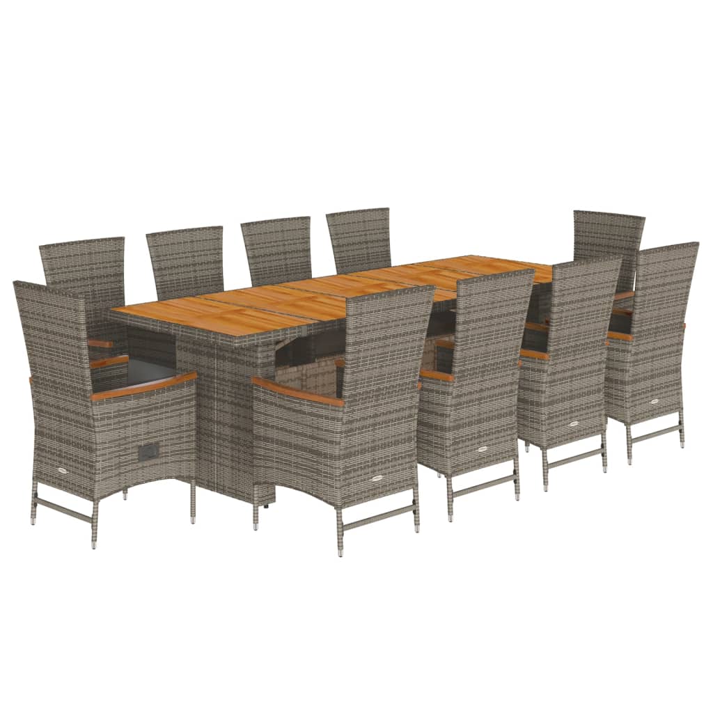 11-delige Tuinset met kussens poly rattan grijs is nu te koop bij PeponiXL, paradijselijk wonen!