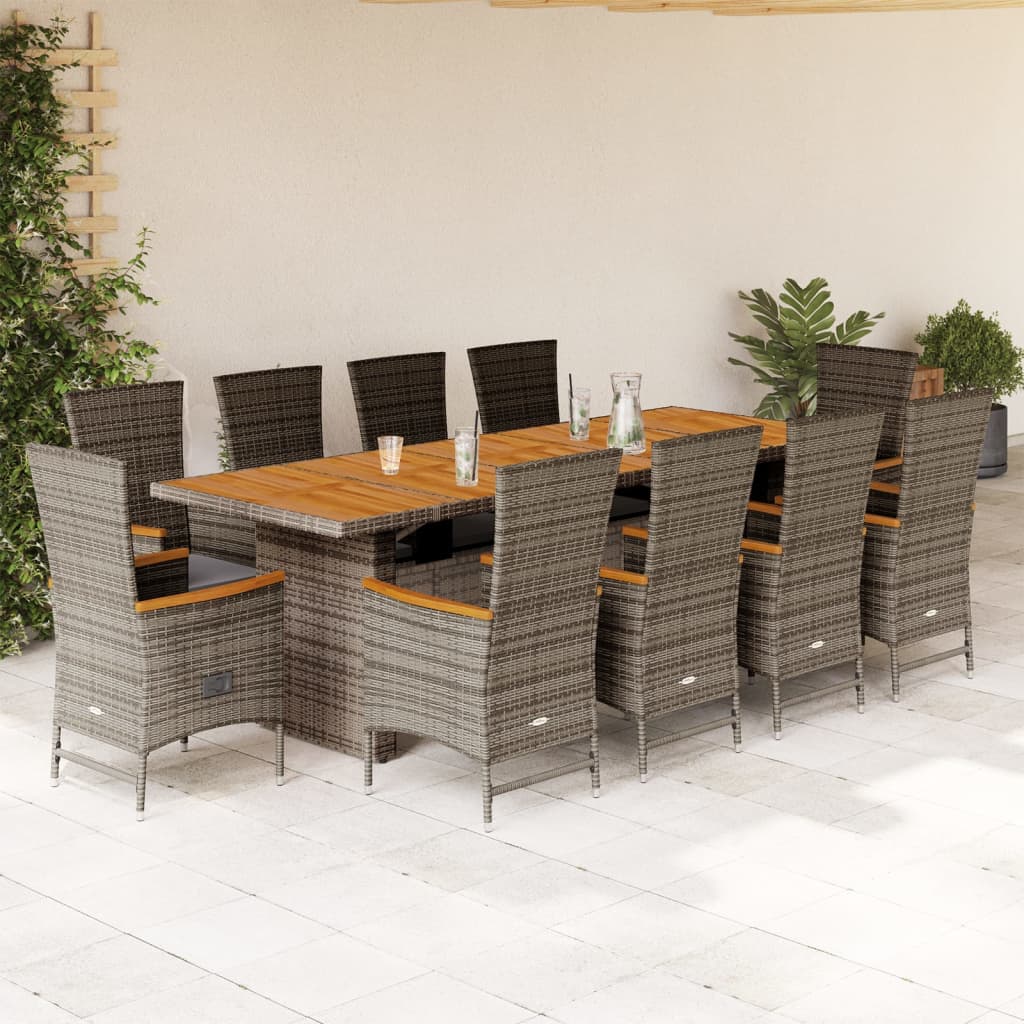 11-delige Tuinset met kussens poly rattan grijs is nu te koop bij PeponiXL, paradijselijk wonen!