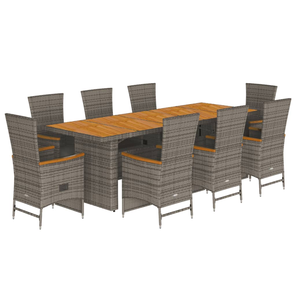 9-delige Tuinset met kussens poly rattan grijs is nu te koop bij PeponiXL, paradijselijk wonen!