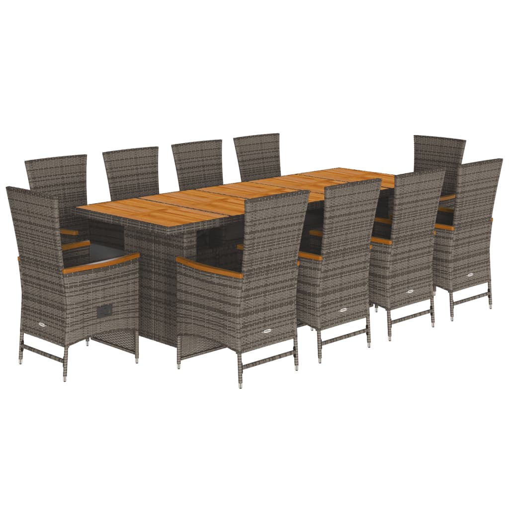 11-delige Tuinset met kussens poly rattan grijs is nu te koop bij PeponiXL, paradijselijk wonen!