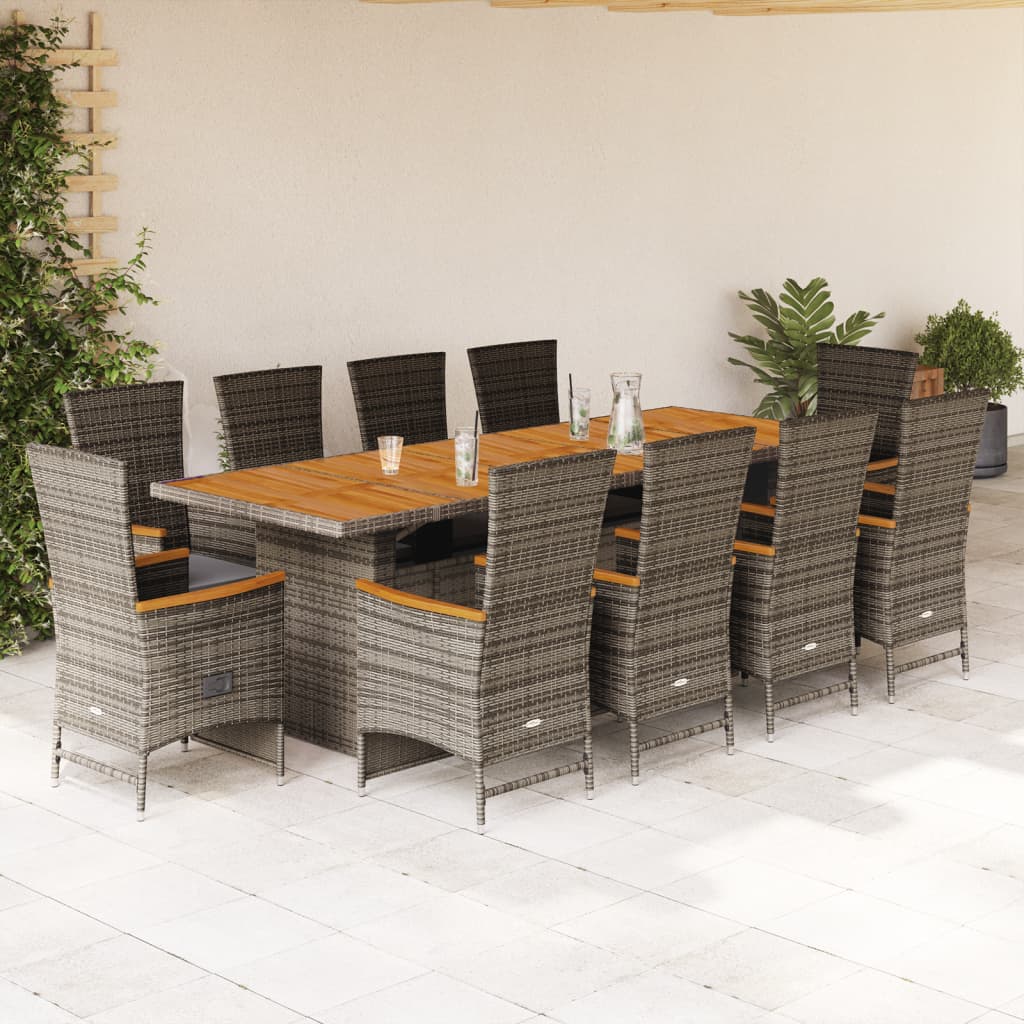 11-delige Tuinset met kussens poly rattan grijs is nu te koop bij PeponiXL, paradijselijk wonen!