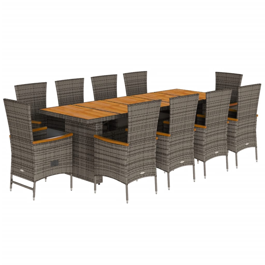 11-delige Tuinset met kussens poly rattan grijs is nu te koop bij PeponiXL, paradijselijk wonen!