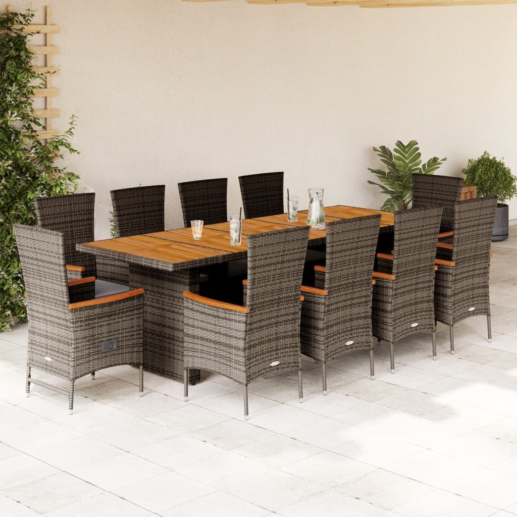 11-delige Tuinset met kussens poly rattan grijs is nu te koop bij PeponiXL, paradijselijk wonen!