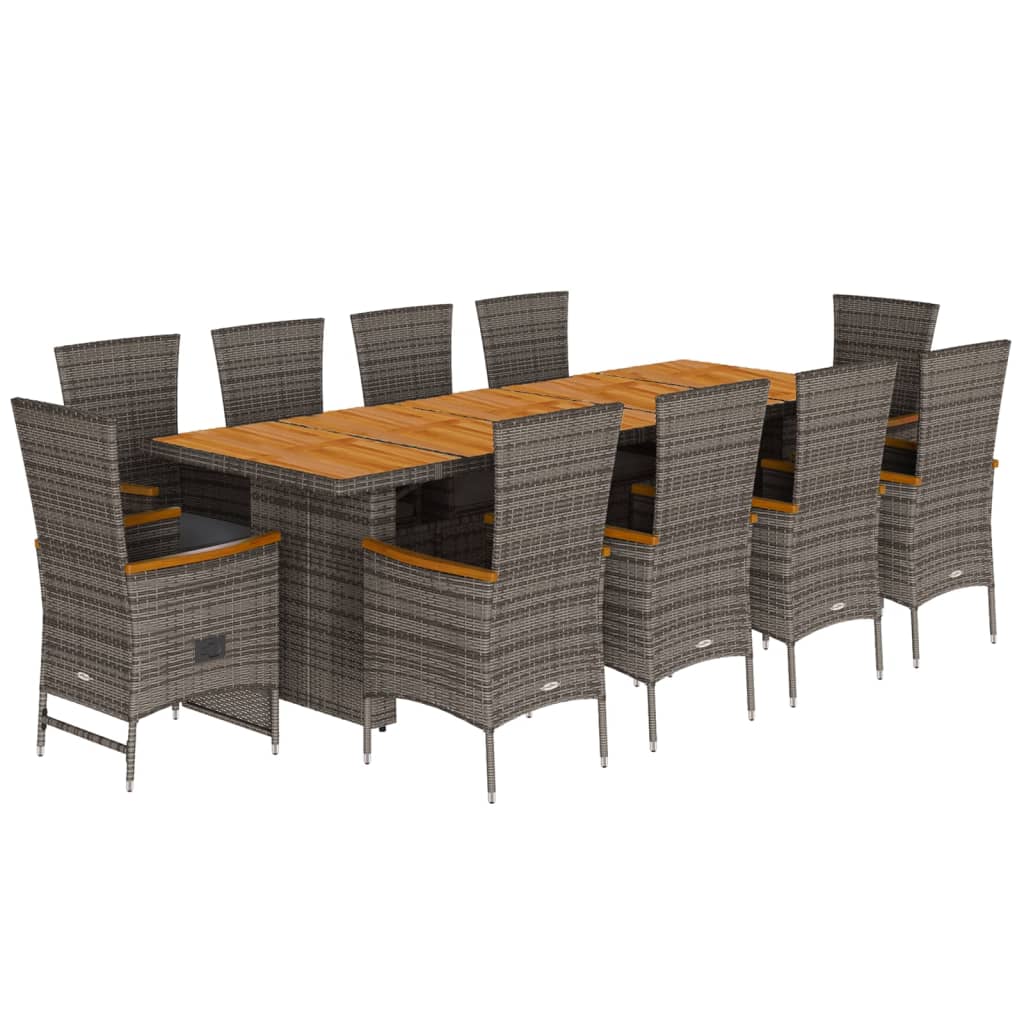 11-delige Tuinset met kussens poly rattan grijs is nu te koop bij PeponiXL, paradijselijk wonen!