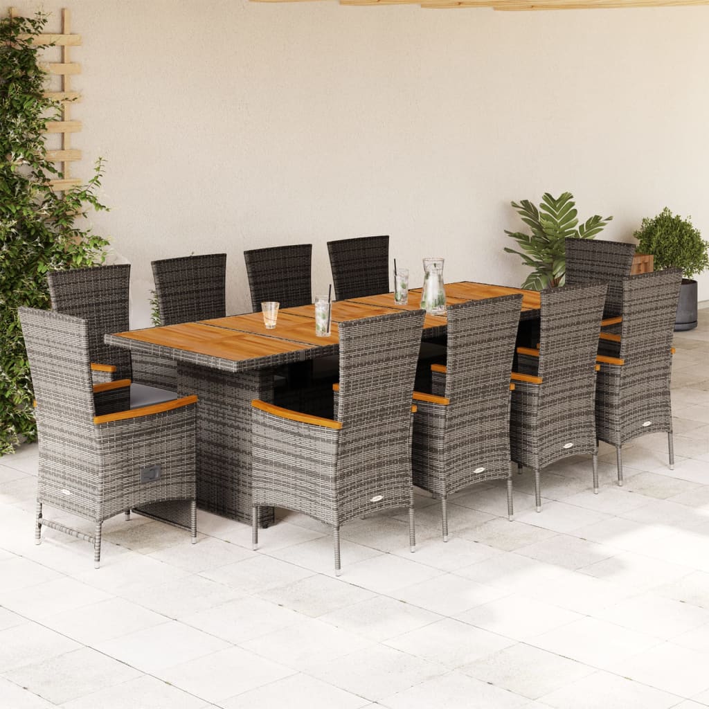 11-delige Tuinset met kussens poly rattan grijs is nu te koop bij PeponiXL, paradijselijk wonen!