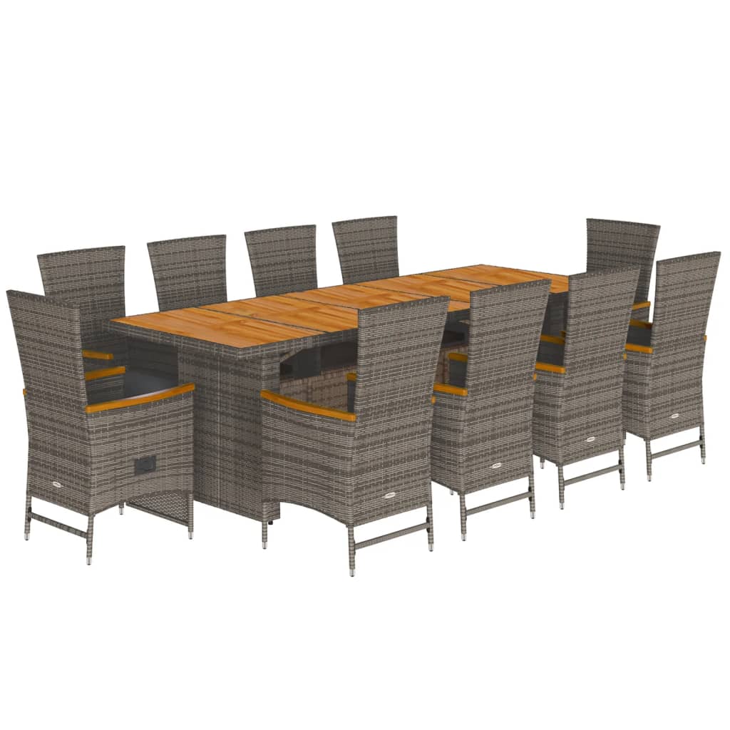 11-delige Tuinset met kussens poly rattan grijs is nu te koop bij PeponiXL, paradijselijk wonen!
