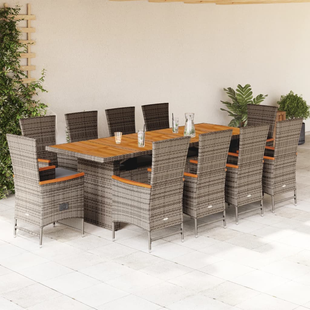 11-delige Tuinset met kussens poly rattan grijs is nu te koop bij PeponiXL, paradijselijk wonen!
