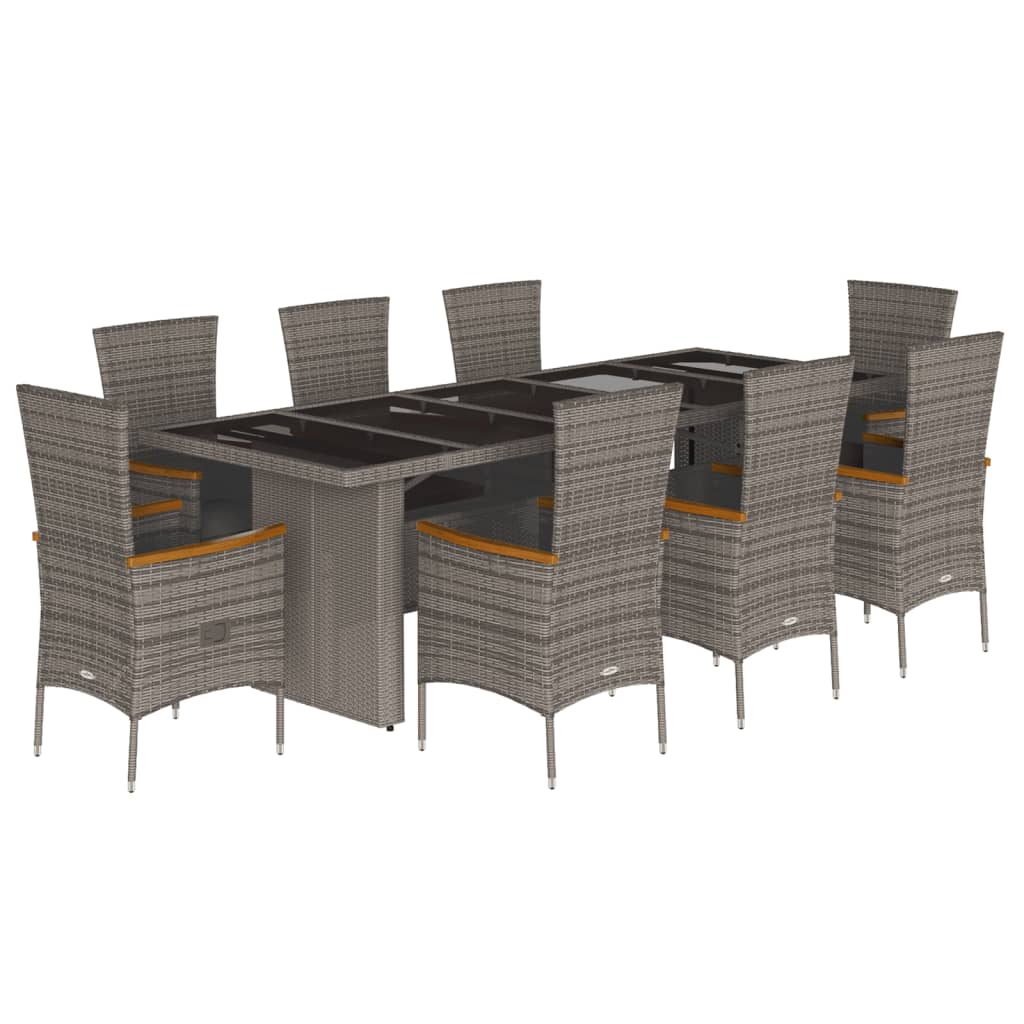 9-delige Tuinset met kussens poly rattan grijs is nu te koop bij PeponiXL, paradijselijk wonen!