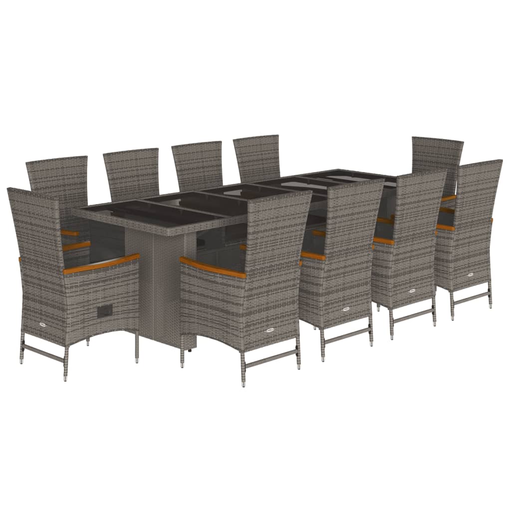 11-delige Tuinset met kussens poly rattan grijs is nu te koop bij PeponiXL, paradijselijk wonen!