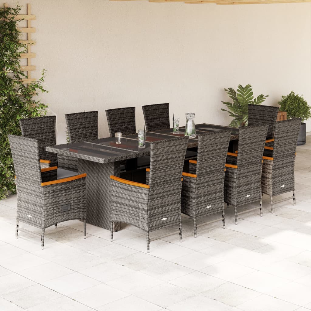 11-delige Tuinset met kussens poly rattan grijs is nu te koop bij PeponiXL, paradijselijk wonen!