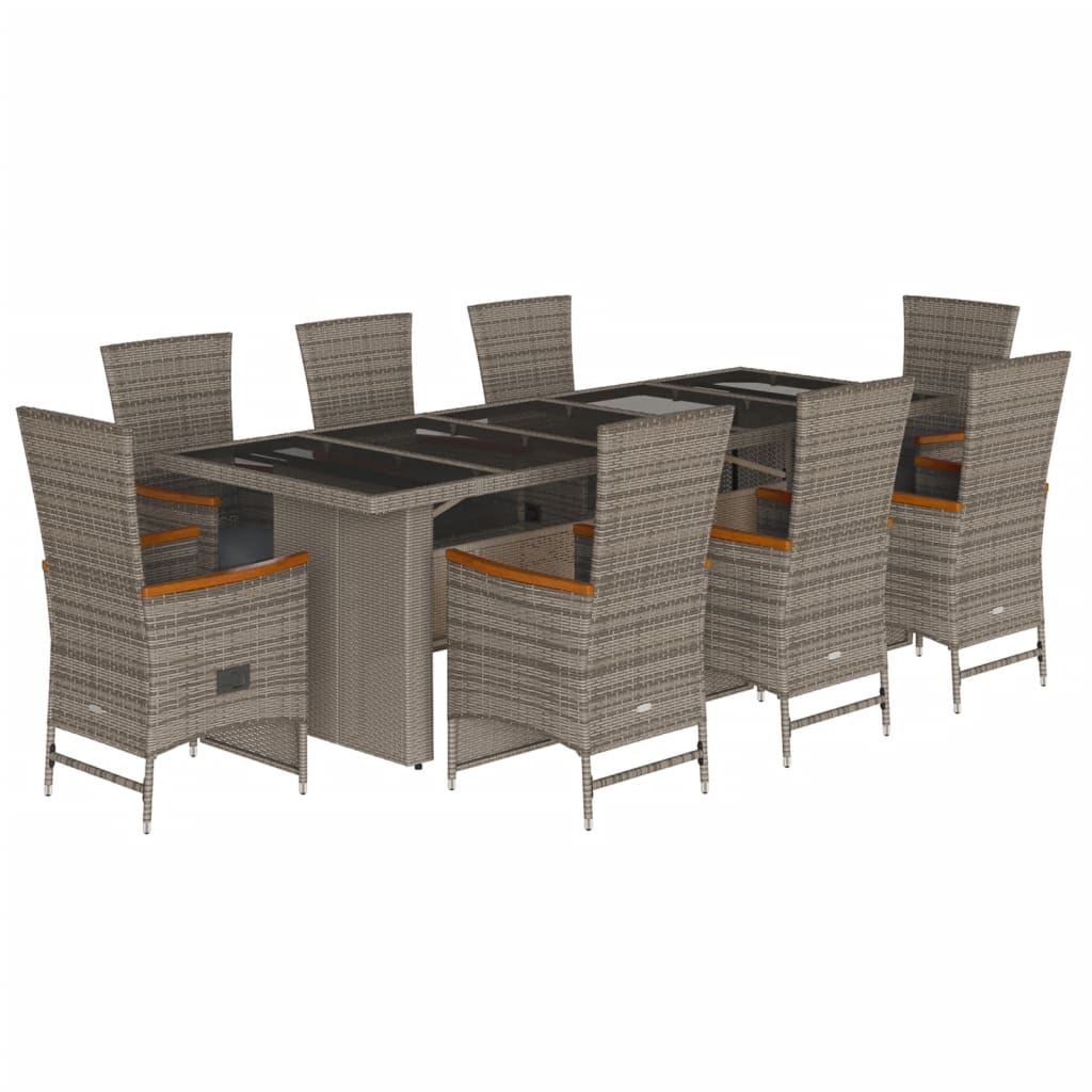 9-delige Tuinset met kussens poly rattan grijs is nu te koop bij PeponiXL, paradijselijk wonen!