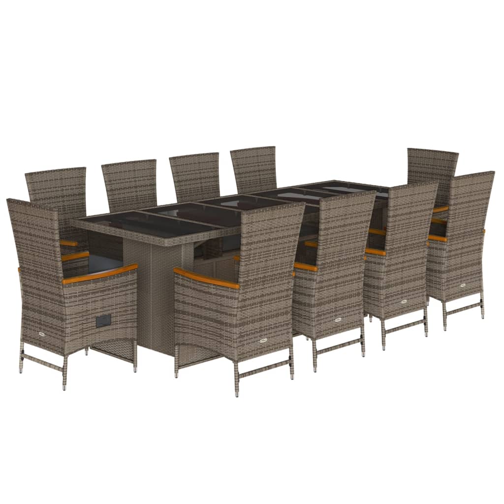 11-delige Tuinset met kussens poly rattan grijs is nu te koop bij PeponiXL, paradijselijk wonen!