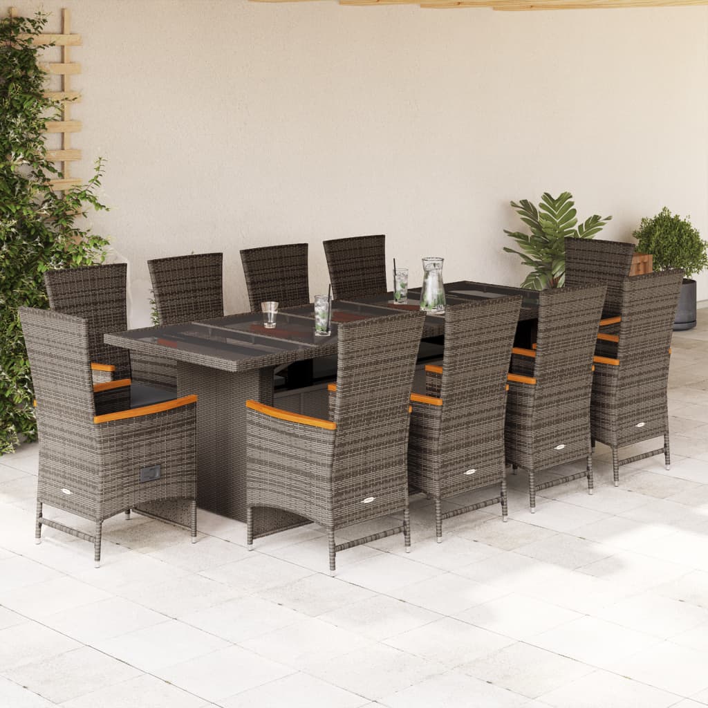 11-delige Tuinset met kussens poly rattan grijs is nu te koop bij PeponiXL, paradijselijk wonen!