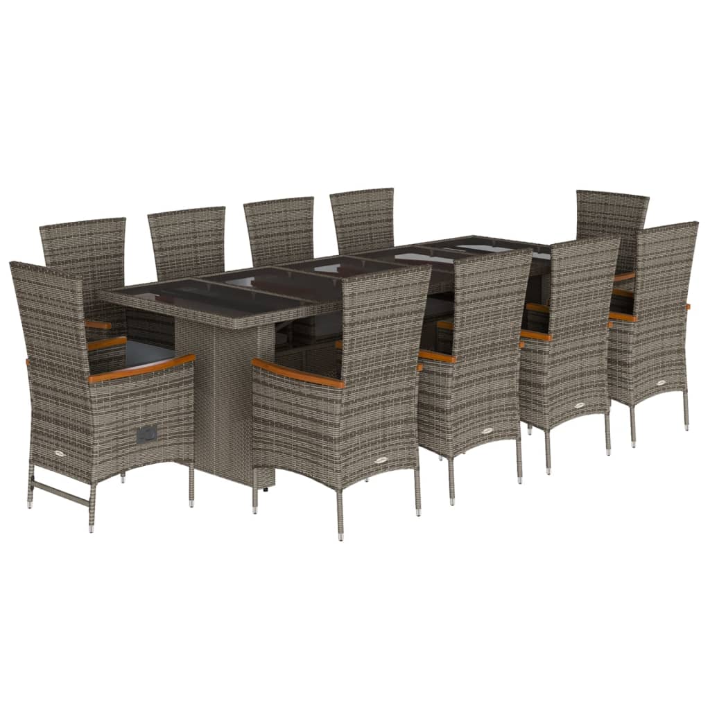 11-delige Tuinset met kussens poly rattan grijs is nu te koop bij PeponiXL, paradijselijk wonen!