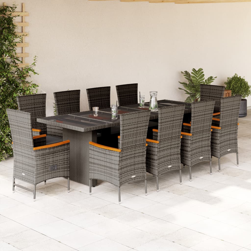 11-delige Tuinset met kussens poly rattan grijs is nu te koop bij PeponiXL, paradijselijk wonen!