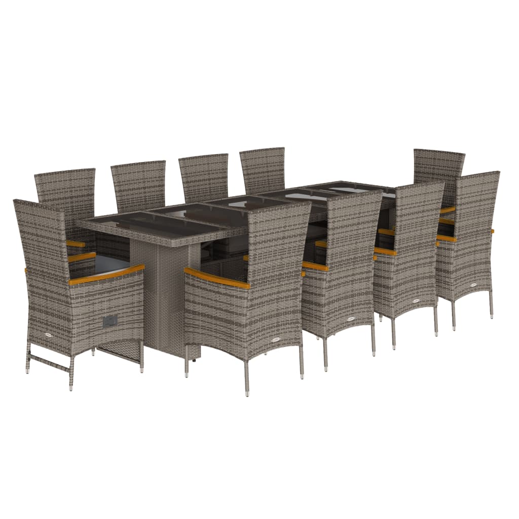 11-delige Tuinset met kussens poly rattan grijs is nu te koop bij PeponiXL, paradijselijk wonen!