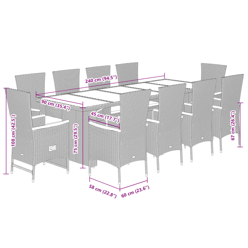 11-delige Tuinset met kussens poly rattan grijs is nu te koop bij PeponiXL, paradijselijk wonen!