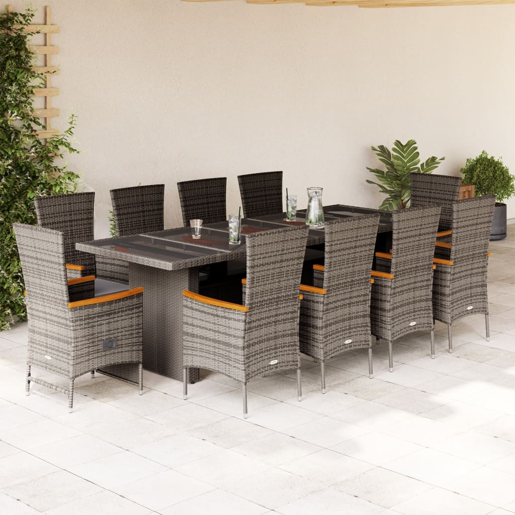 11-delige Tuinset met kussens poly rattan grijs is nu te koop bij PeponiXL, paradijselijk wonen!