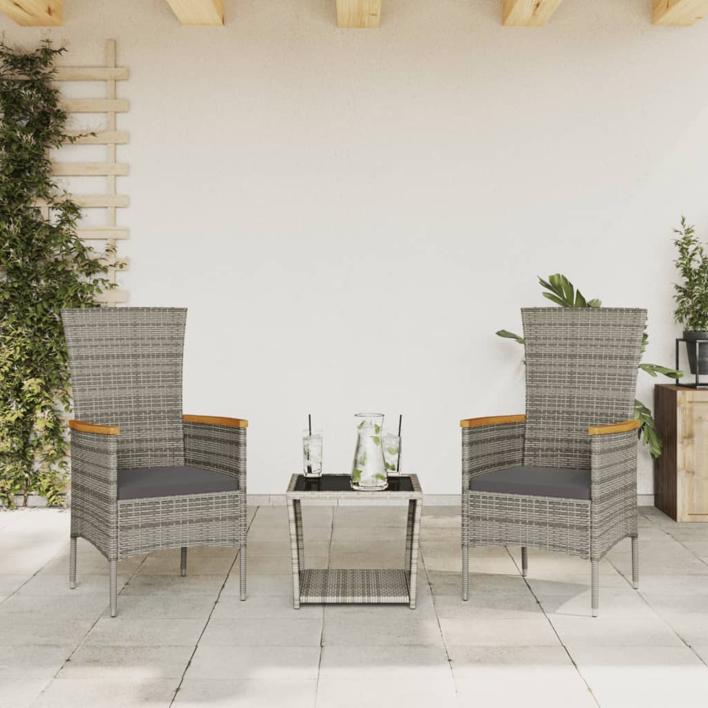3-delige Tuinset met kussens poly rattan grijs is nu te koop bij PeponiXL, paradijselijk wonen!