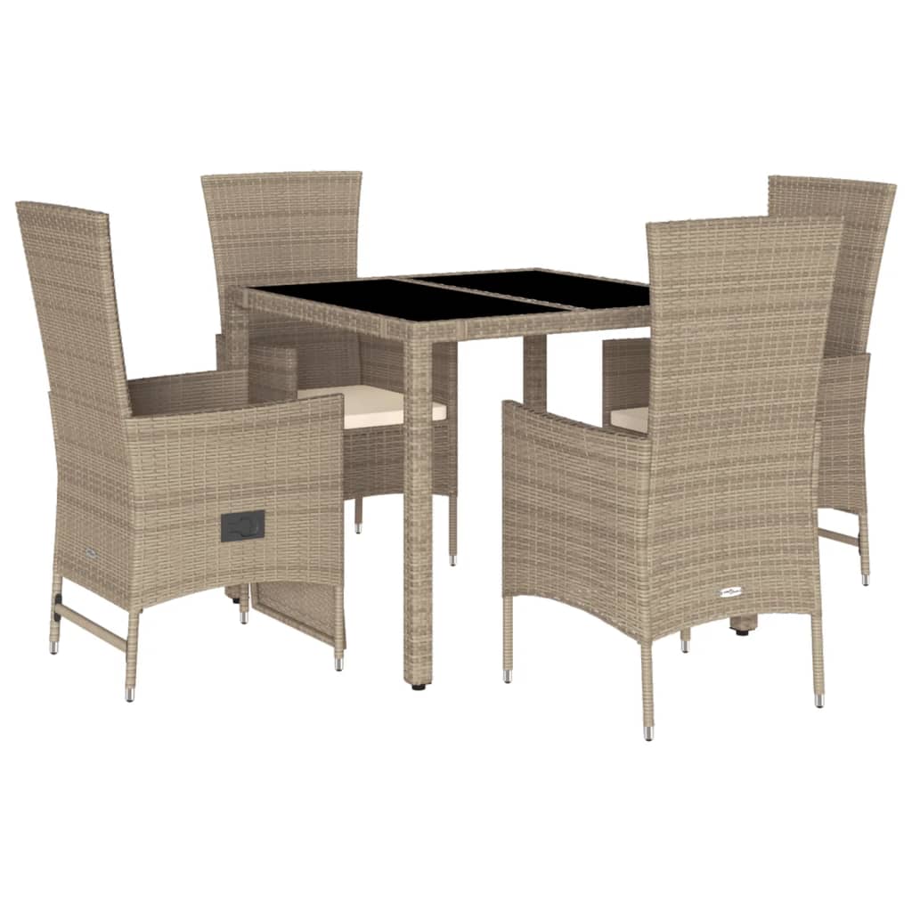 5-delige Tuinset met kussens poly rattan beige is nu te koop bij PeponiXL, paradijselijk wonen!