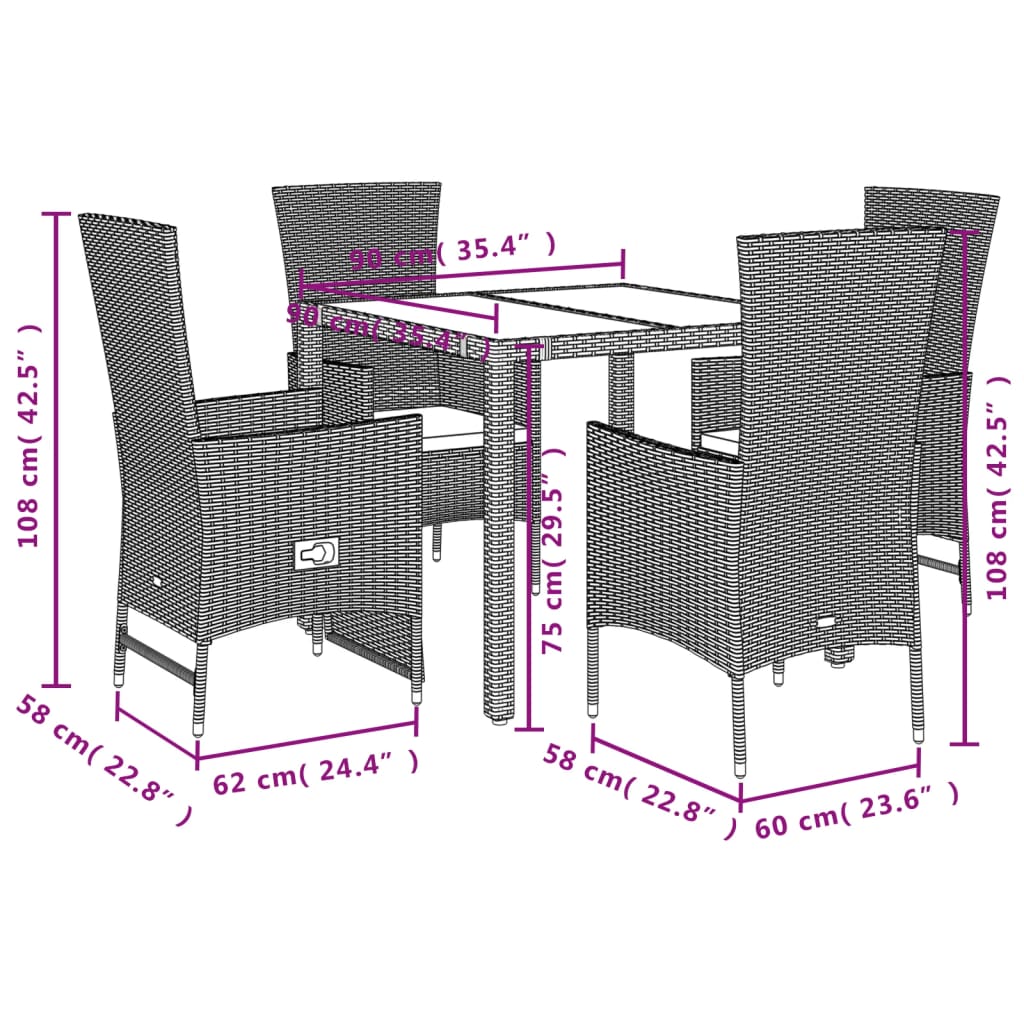 5-delige Tuinset met kussens poly rattan beige is nu te koop bij PeponiXL, paradijselijk wonen!