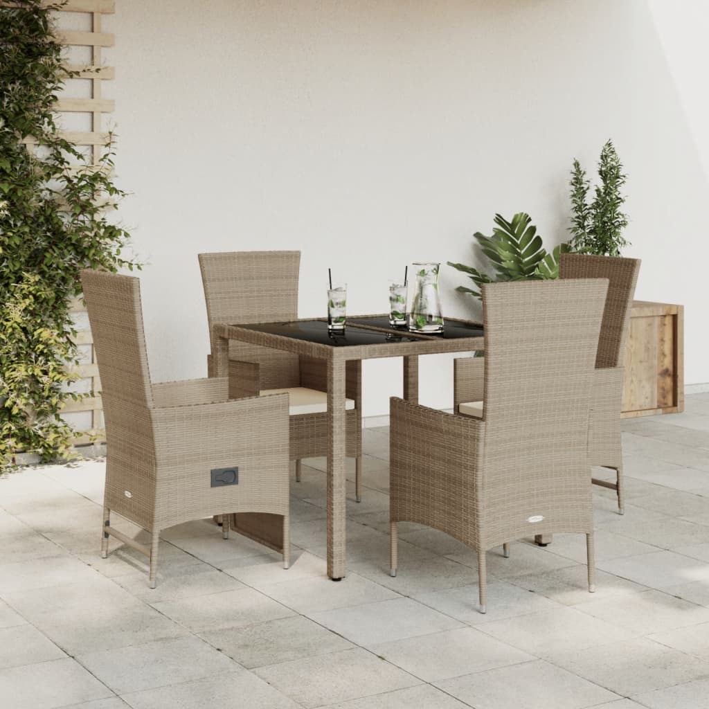 5-delige Tuinset met kussens poly rattan beige is nu te koop bij PeponiXL, paradijselijk wonen!