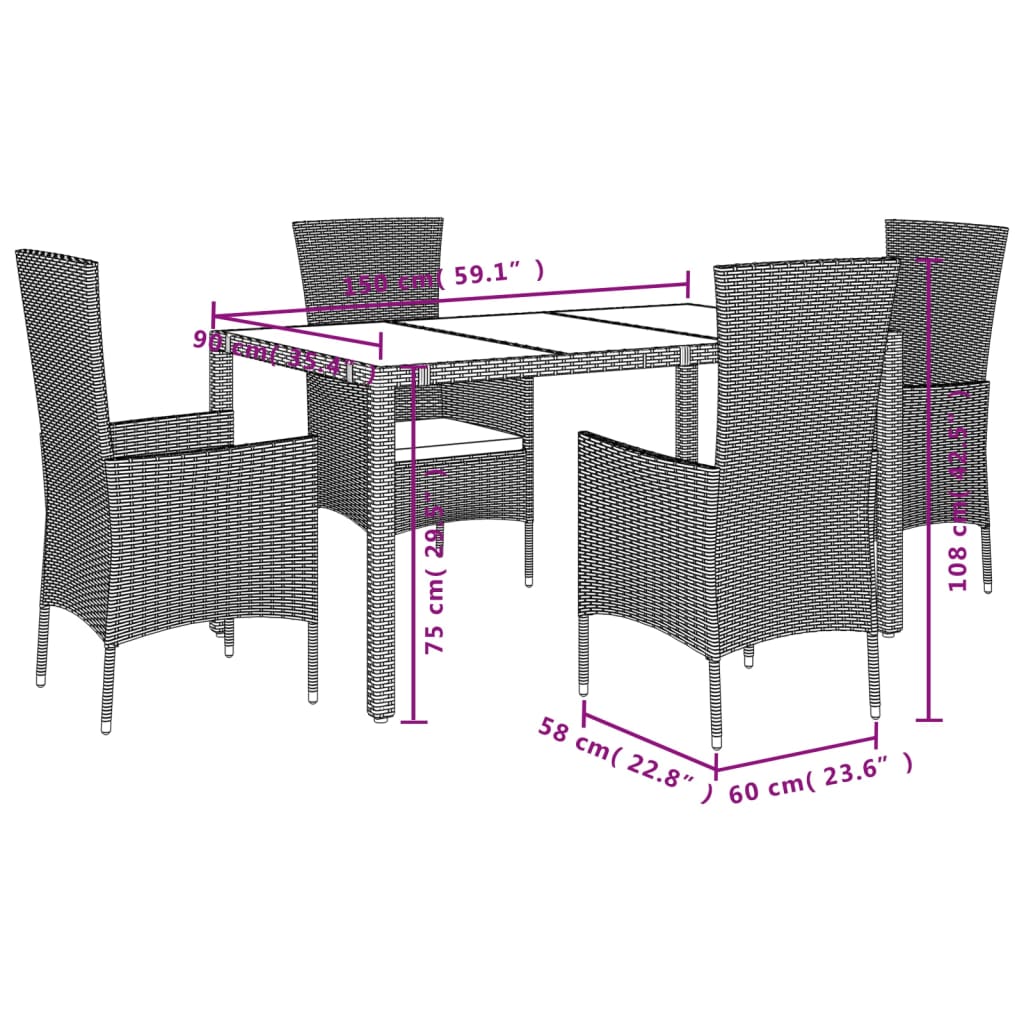 5-delige Tuinset met kussens poly rattan beige is nu te koop bij PeponiXL, paradijselijk wonen!