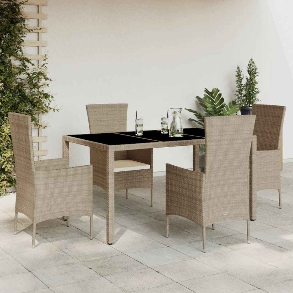 5-delige Tuinset met kussens poly rattan beige is nu te koop bij PeponiXL, paradijselijk wonen!