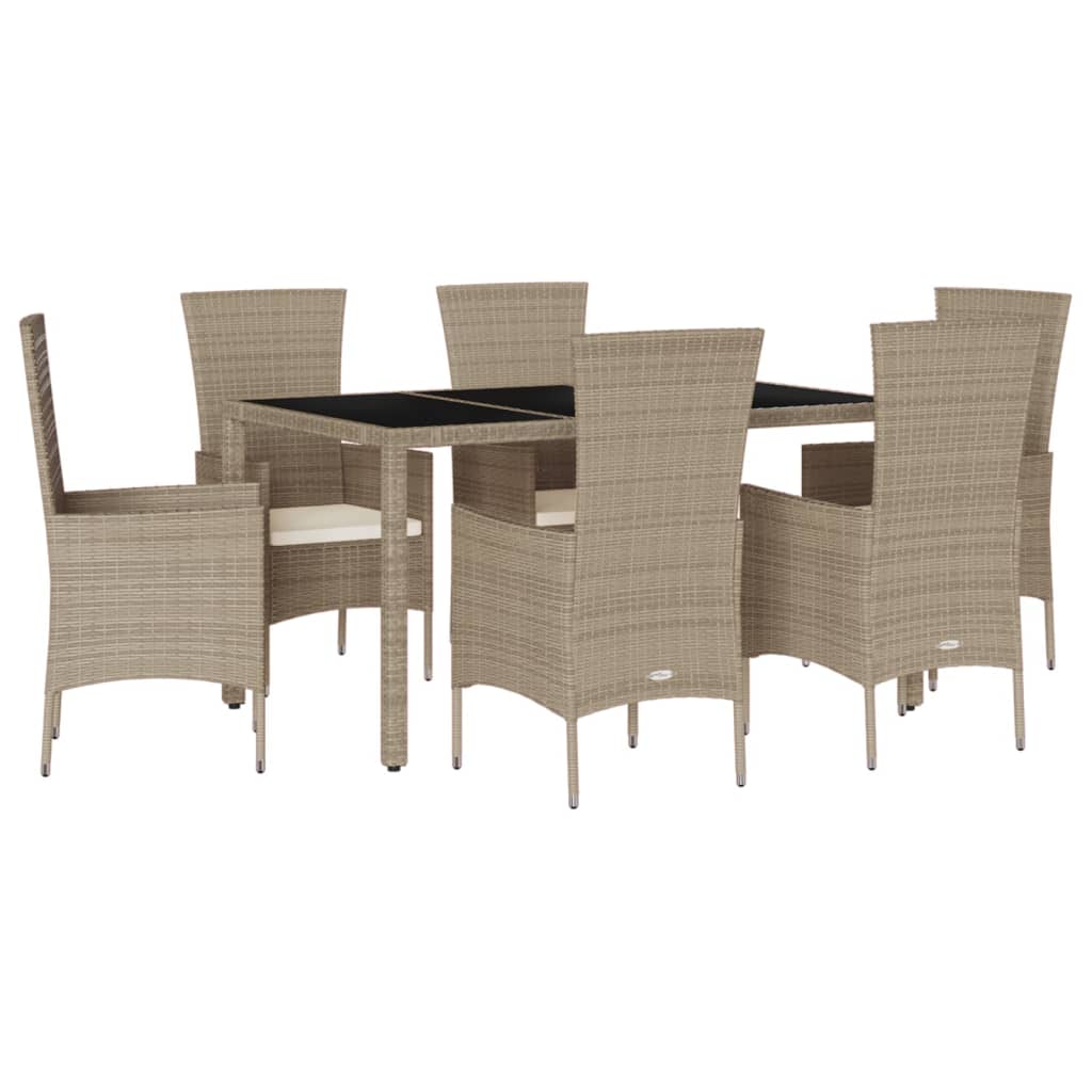 7-delige Tuinset met kussens poly rattan beige is nu te koop bij PeponiXL, paradijselijk wonen!